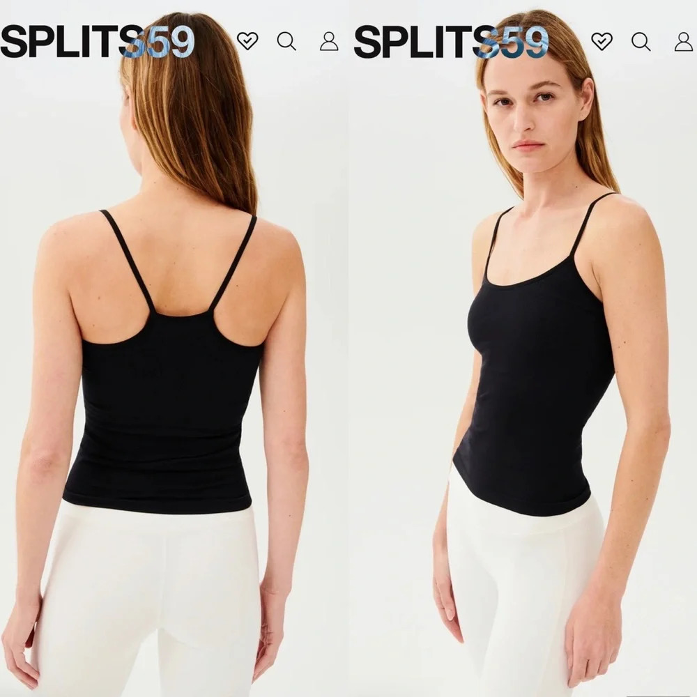 NWT Splits59 Loren Seamless Waist Length Tank In Black $58
